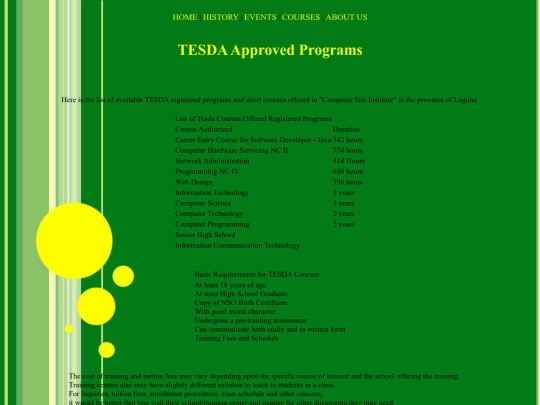 comsite/courses screenshot