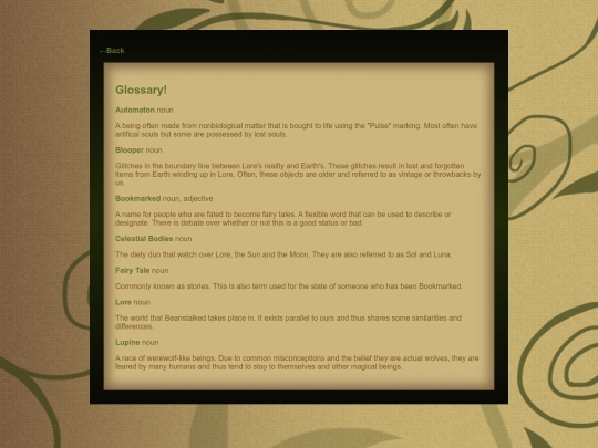 storylist/beanstalked/bsedglossary screenshot