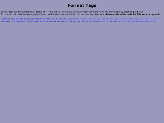 Formatting screenshot