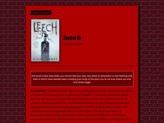 letters/reviews/leech screenshot
