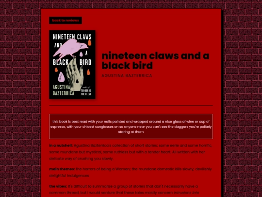 letters/reviews/nineteenclaws screenshot