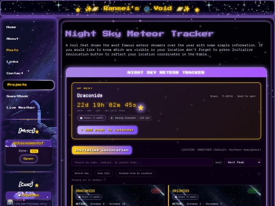pages/other/meteor-tracker screenshot