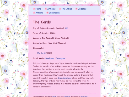 artists/cords screenshot