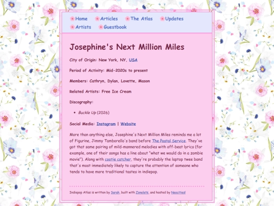 artists/josephinesnextmillionmiles screenshot