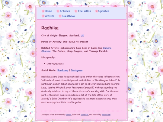 artists/radhika screenshot
