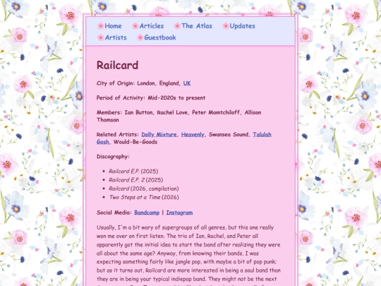 artists/railcard screenshot