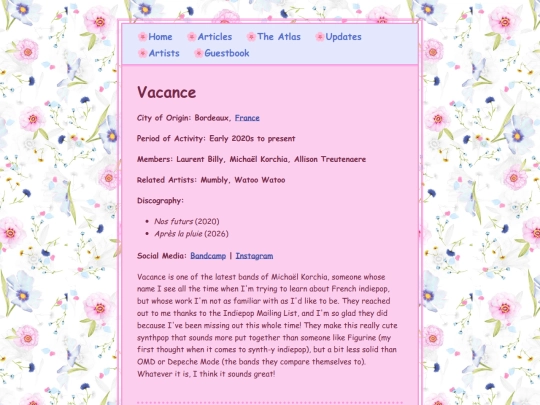 artists/vacance screenshot