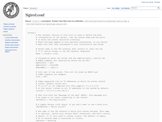 Ngircd.conf screenshot