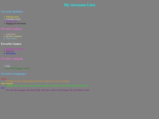 Classwork/favorites screenshot