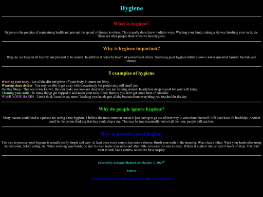 Classwork/hygiene screenshot