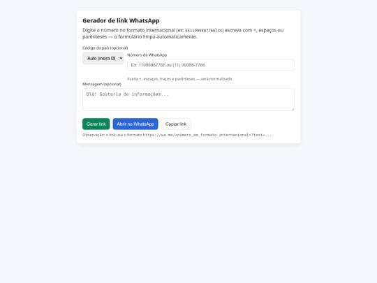 WhatsAppLinkGenerator screenshot