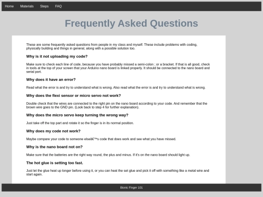 FAQ screenshot