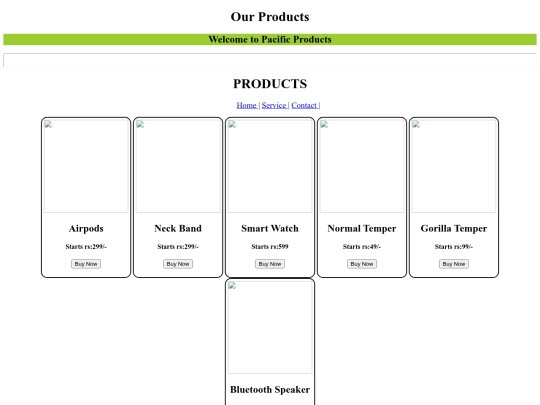 Pacific mobiles/products screenshot