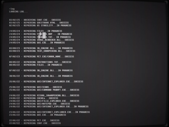 log screenshot