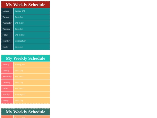 schedule screenshot
