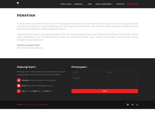 Halotelco/penafian screenshot