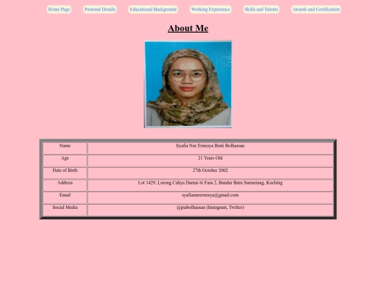 personal details screenshot