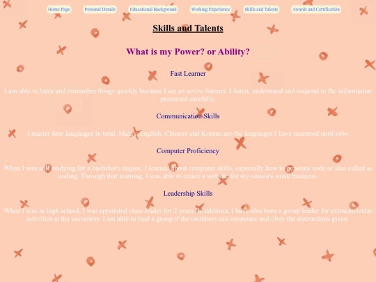 skills and talents screenshot
