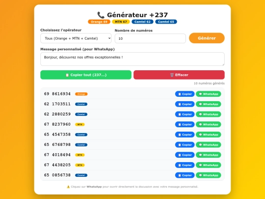 📞 Générateur TEL+237 screenshot