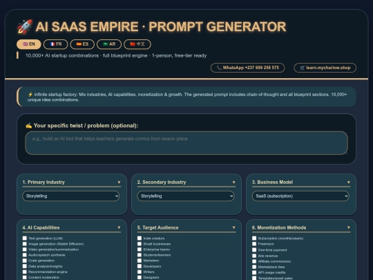AI SAAS EMPIRE · GÉNÉRATEUR DE PROMPTS screenshot