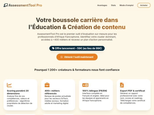 AssessmentTool Pro sales page screenshot