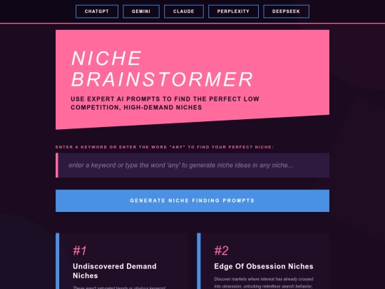 BRAINSTORM NICHE screenshot