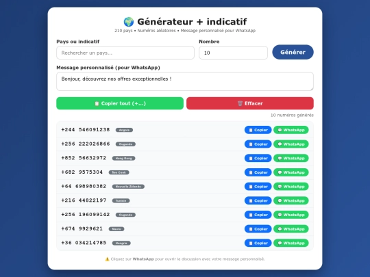 Générateur GLOBAL+ indicatif screenshot