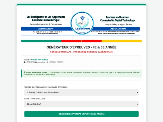 GENERATEUR D'EPREUVES 4e ET 3e ANNEES screenshot
