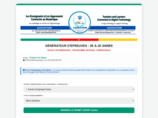 GENERATEUR D'EPREUVES 5e ET 2e ANNEES screenshot