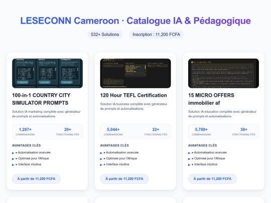 LESECONN Cameroon · Catalogue IA & Pédagogique screenshot