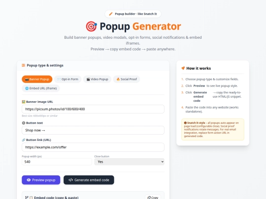 Popup Generator screenshot