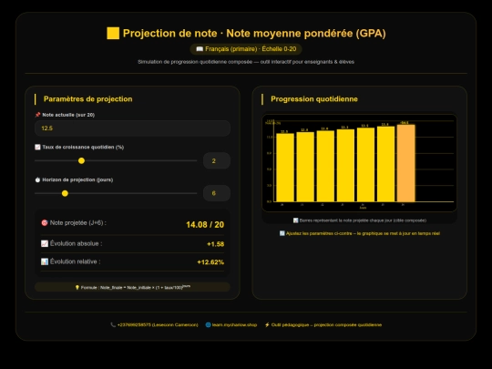 Projection de note · Note moyenne pondérée (GPA) screenshot