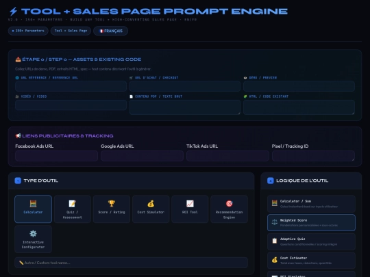 TOOL + SALES PAGE PROMPT ENGINE screenshot