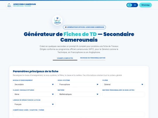 leseconn-fiche-td-generator-v2 screenshot