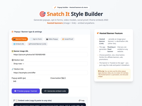 snatchit Popup Generator screenshot