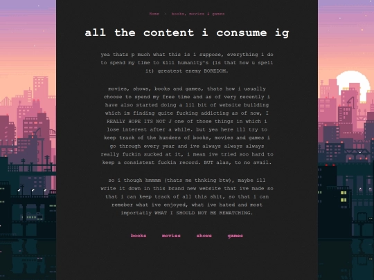 links/booksmoviesgames screenshot