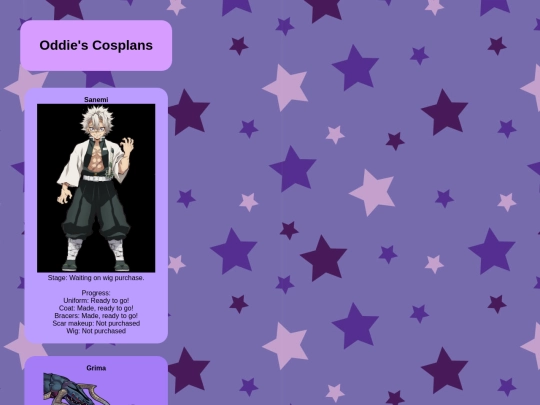 oddiecosplays/cosplans screenshot