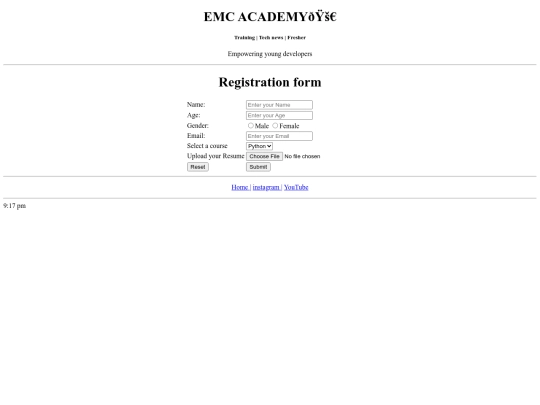 emc project/register screenshot