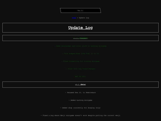 update-log screenshot