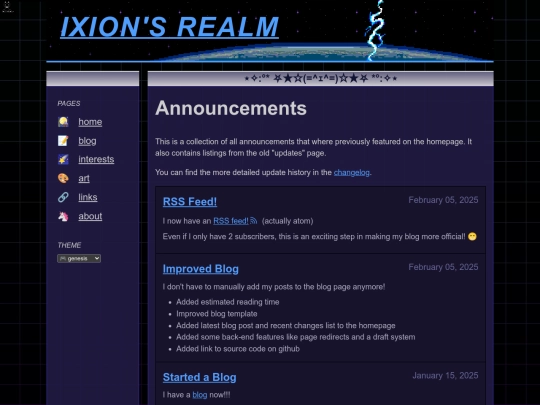 announcements screenshot