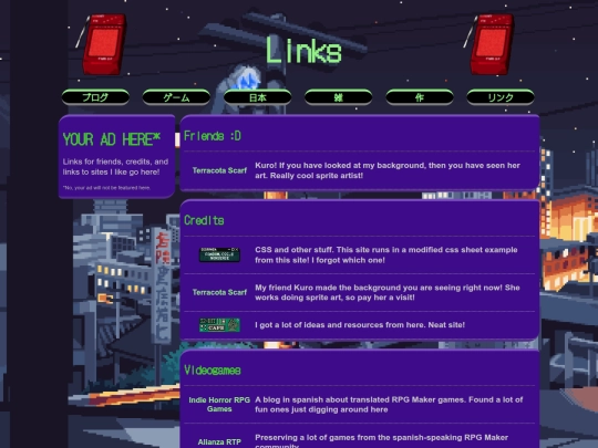 links screenshot