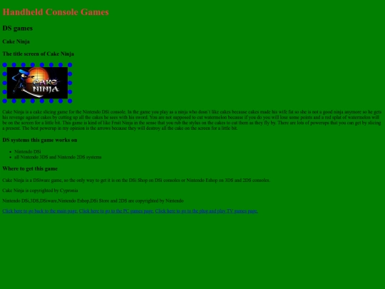 Handheld Console games screenshot