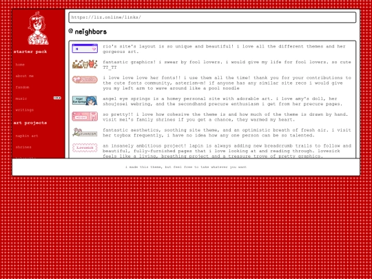 links screenshot