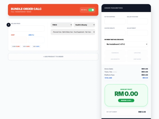 bundle order shopee calculation screenshot