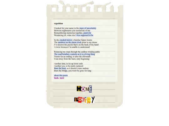poetry/repetition screenshot