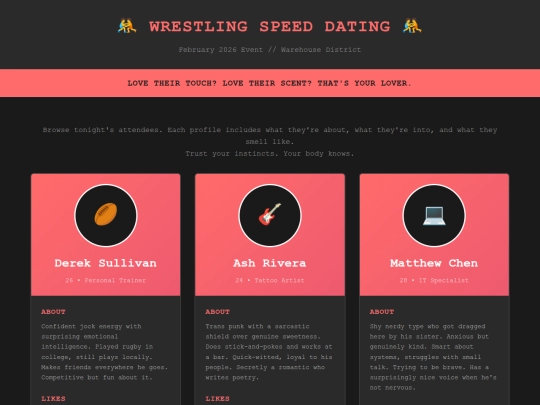Wrestle Speed Dating/wrestle_profiles screenshot