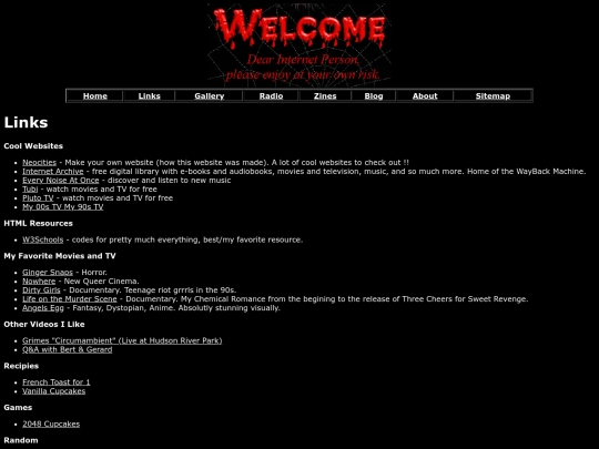 links screenshot