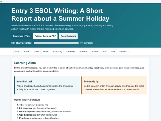 E3_ESOL_Summer_Holiday_Report_Self_Study (1) screenshot