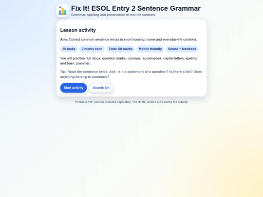 GRAMMAR ERRORS QUIZ screenshot