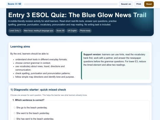esol_e3_blue_glow_news_quiz_activity screenshot